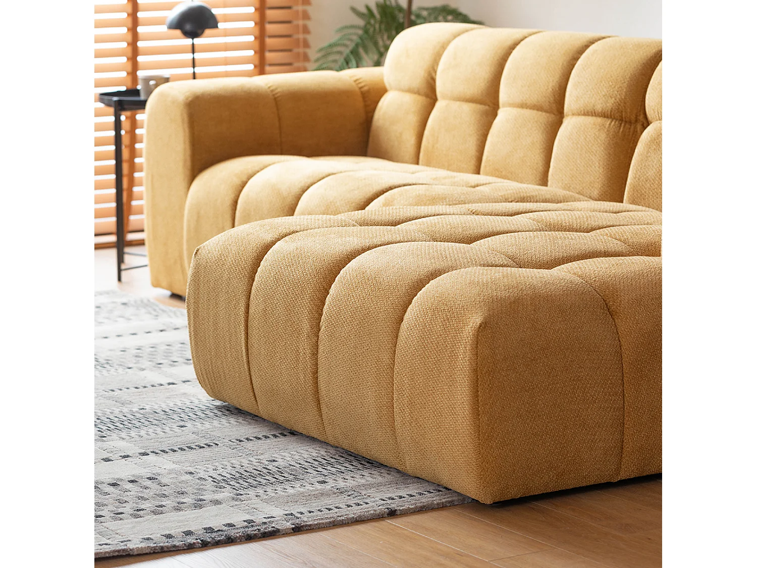 Canapé d'angle 3-4 places nuage en velours moutarde SALFORD