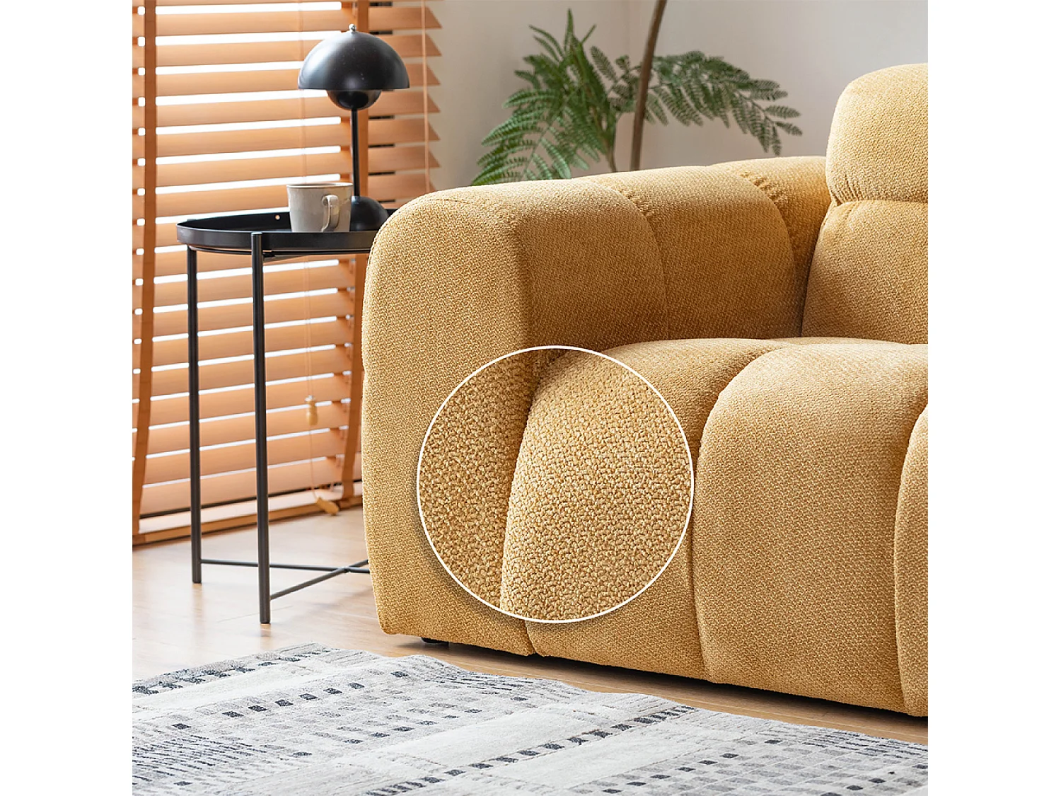 Canapé d'angle 3-4 places nuage en velours moutarde SALFORD