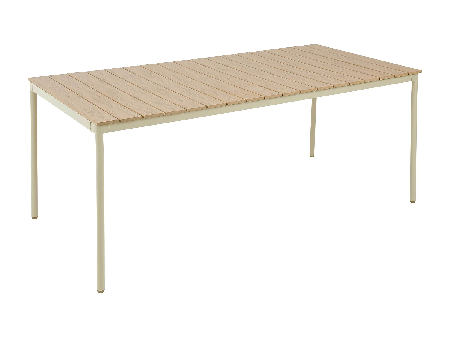 Table de jardin 180x90 cm en métal et bois crème