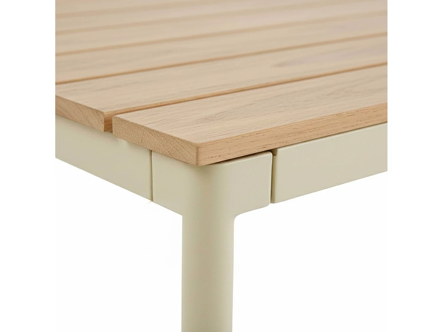Table de jardin 180x90 cm en métal et bois crème