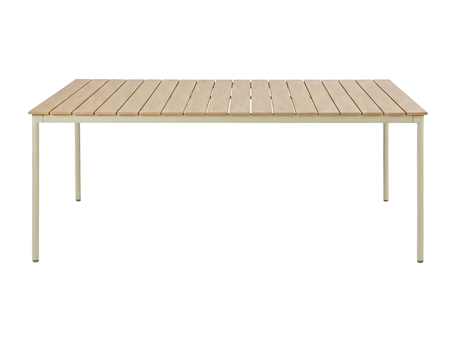 Table de jardin 180x90 cm en métal et bois crème