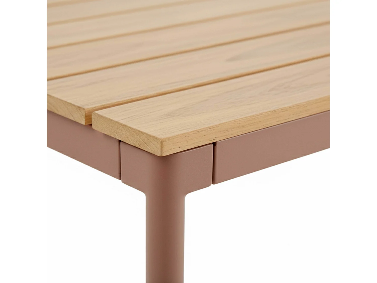 Table de jardin 180x90 cm en métal et bois marron