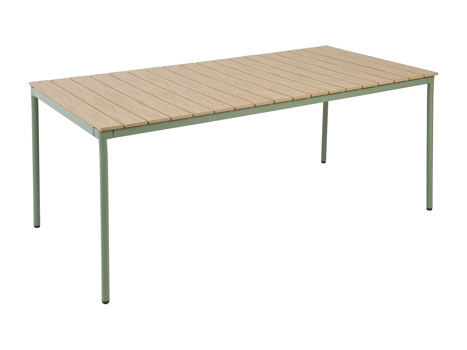 Table de jardin 180x90 cm en métal et bois vert