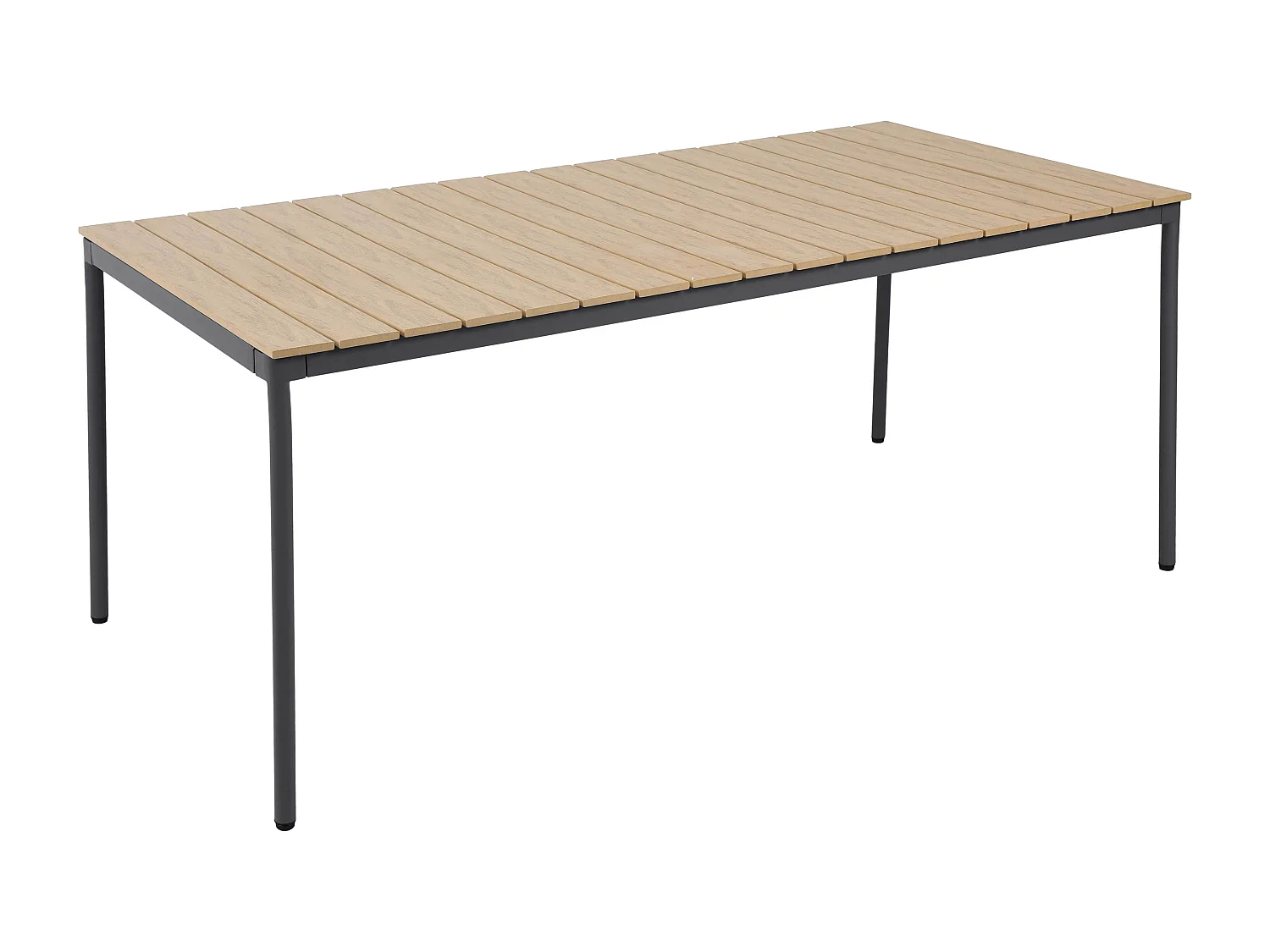Table de jardin 180x90 cm en métal et bois gris