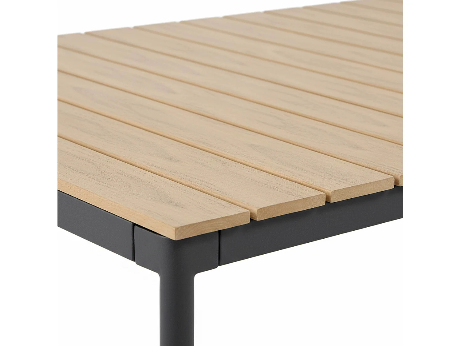 Table de jardin 180x90 cm en métal et bois gris