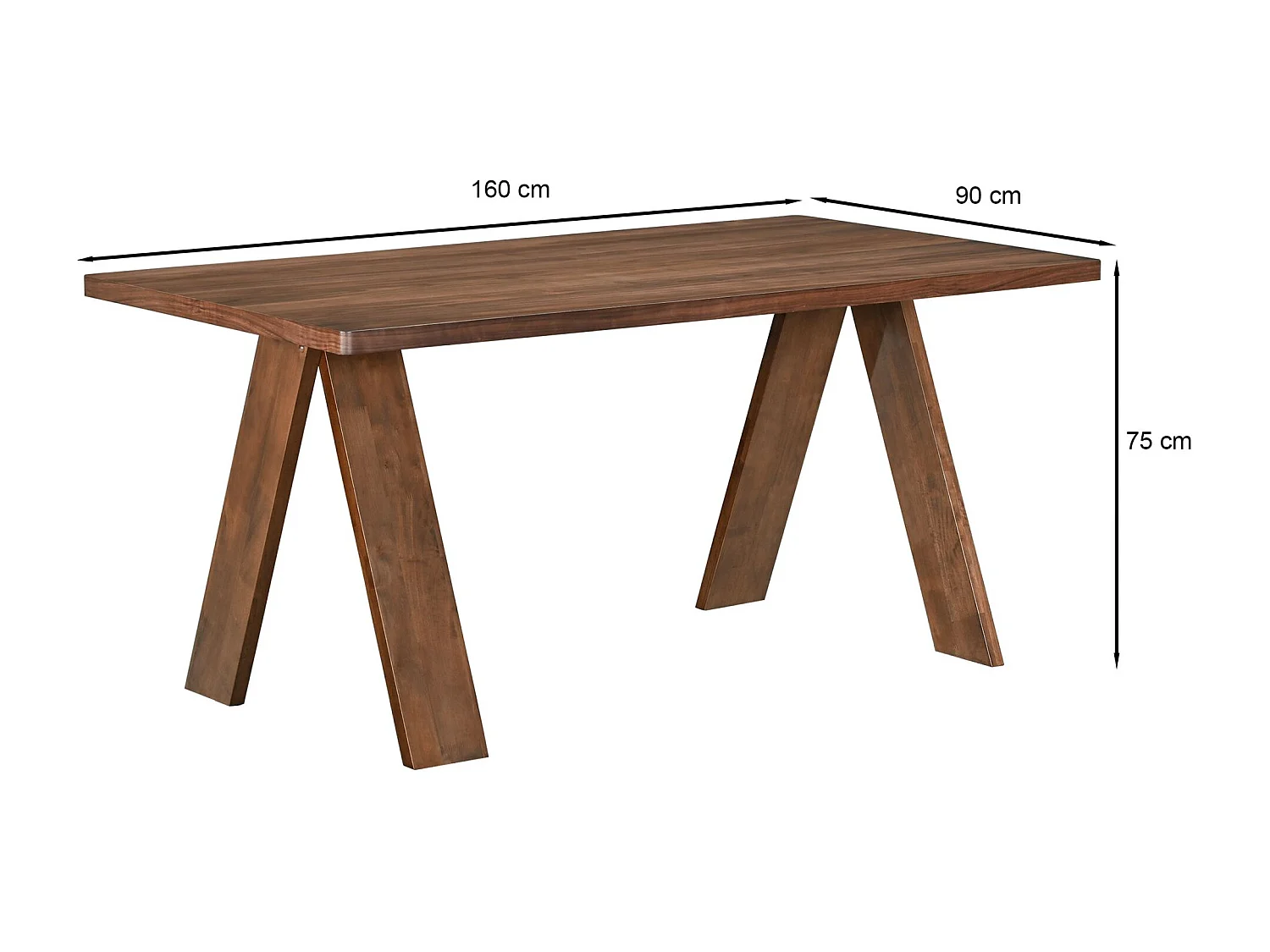 Table à manger rectangulaire – aspect noyer – 160x90 cm – SCUSLY
