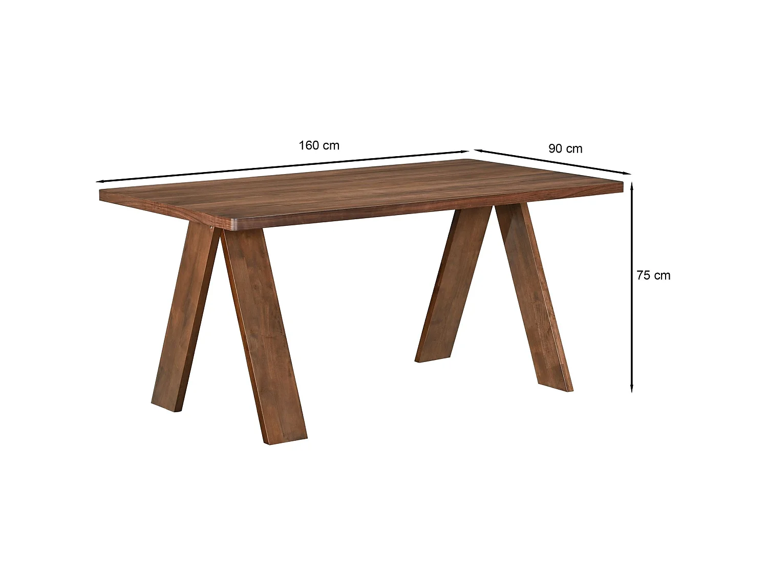 Table à manger rectangulaire – aspect noyer – 160x90 cm – SCUSLY