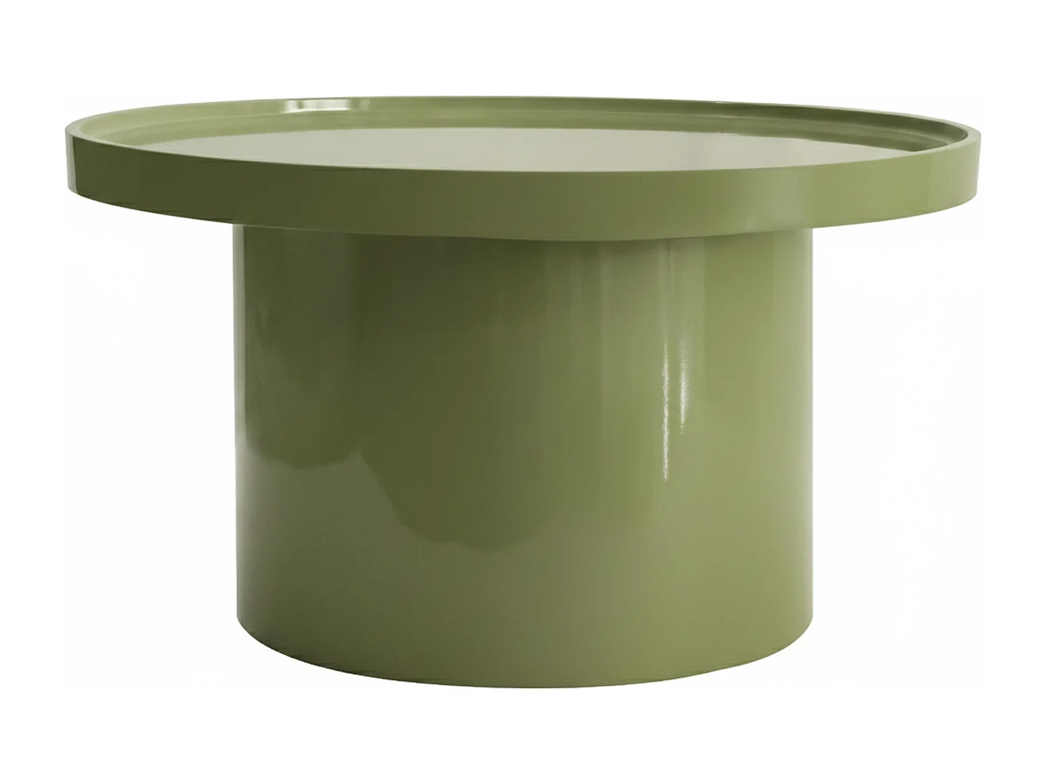 Lot de 2 tables basses rondes en MDF effet laqué vert olive