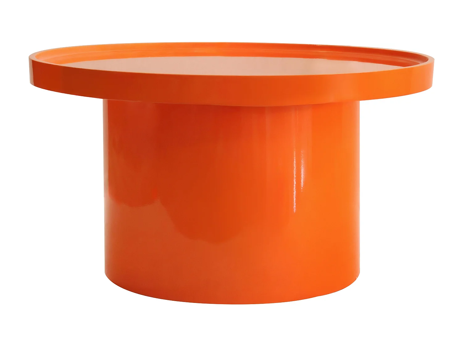 Lot de 2 tables basses rondes en MDF effet laqué orange
