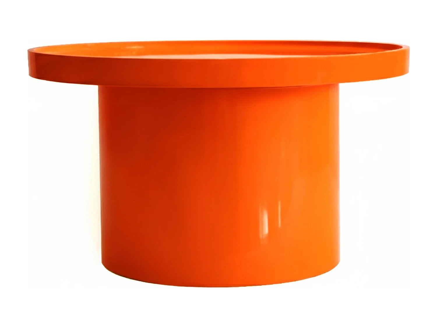 Lot de 2 tables basses rondes en MDF effet laqué orange