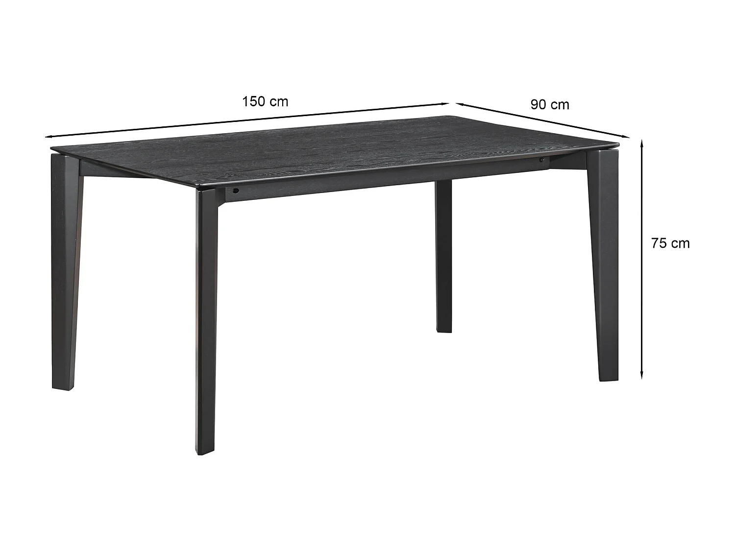 Table à manger rectangulaire – aspect chêne noir – 150x90 cm – LOOMENS