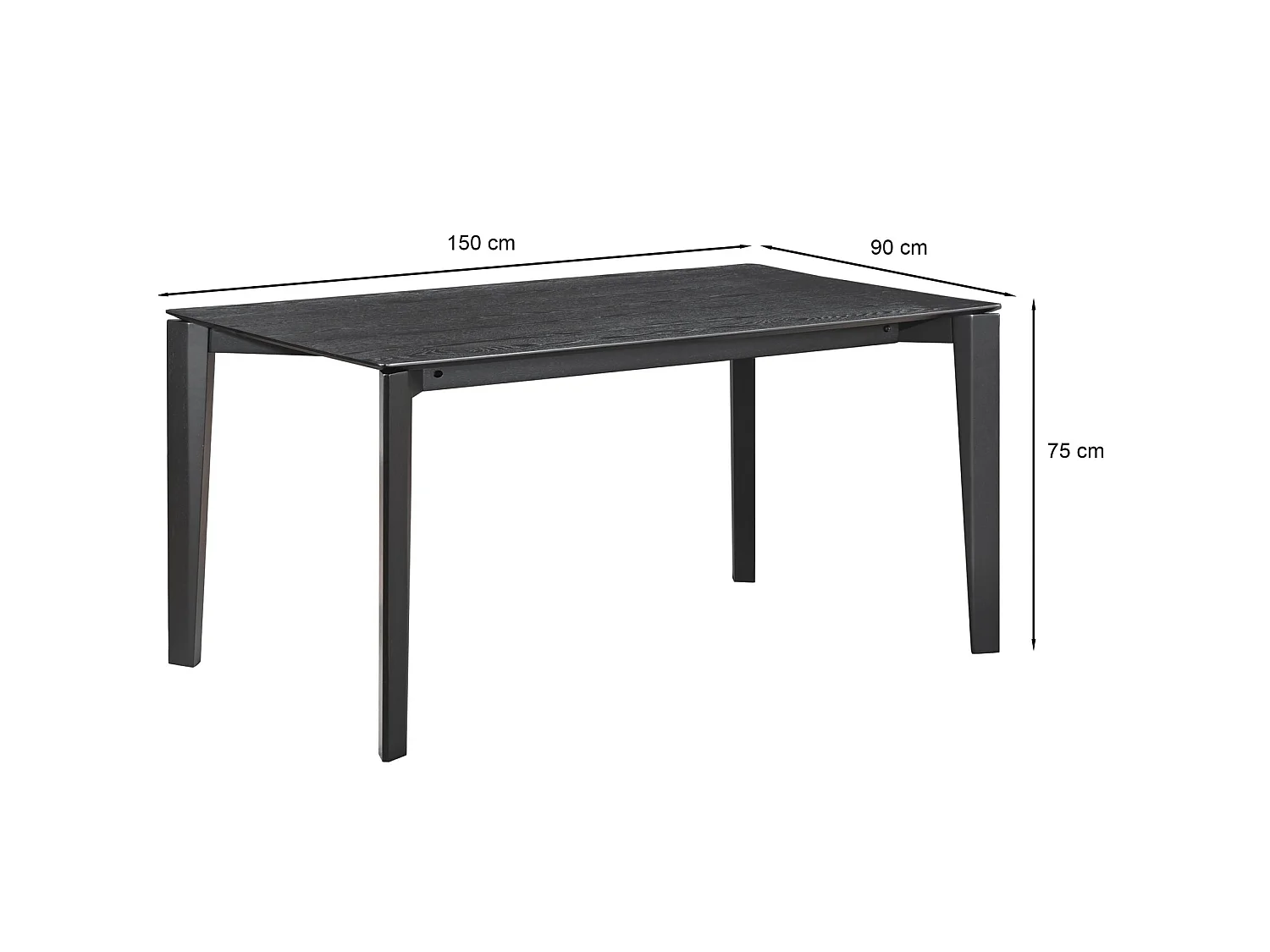 Table à manger rectangulaire – aspect chêne noir – 150x90 cm – LOOMENS