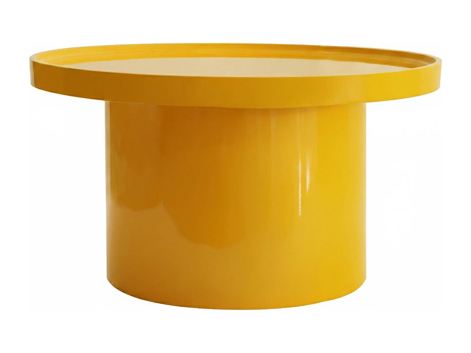 Lot de 2 tables basses rondes en MDF effet laqué jaune