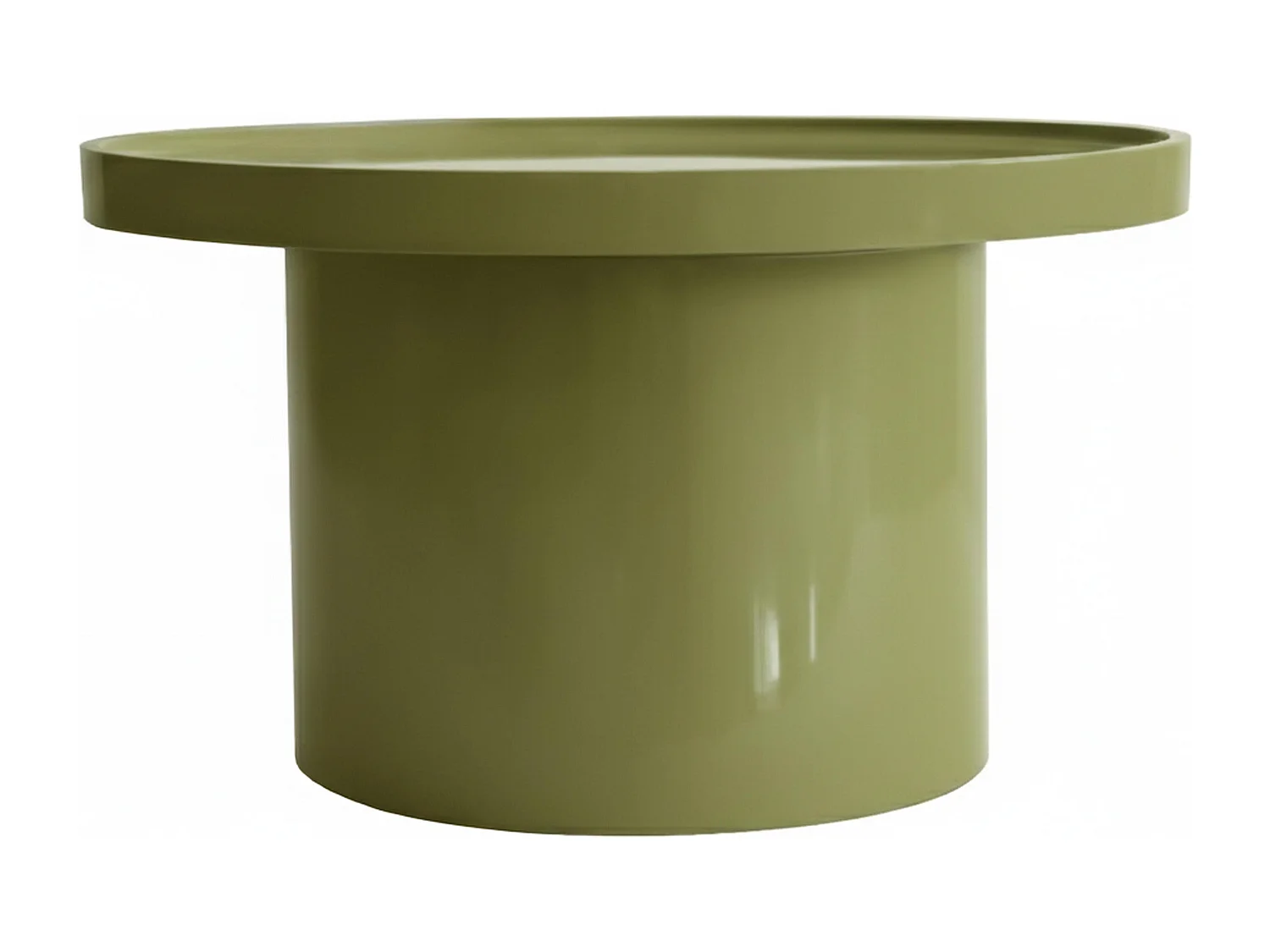 Lot de 3 tables basses rondes en MDF effet laqué vert olive