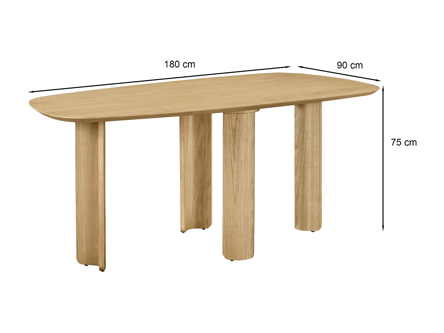 Table à manger rectangulaire – aspect chêne – 180x90 cm – CALNES