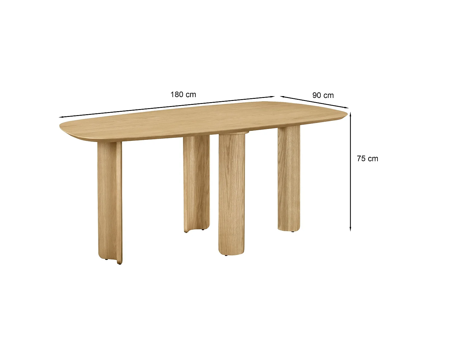 Table à manger rectangulaire – aspect chêne – 180x90 cm – CALNES