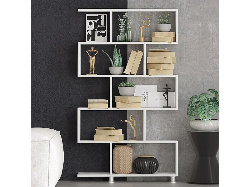 Bibliothèque en bois "Nilüfer" - 90 x 20 x 156 cm - Blanc