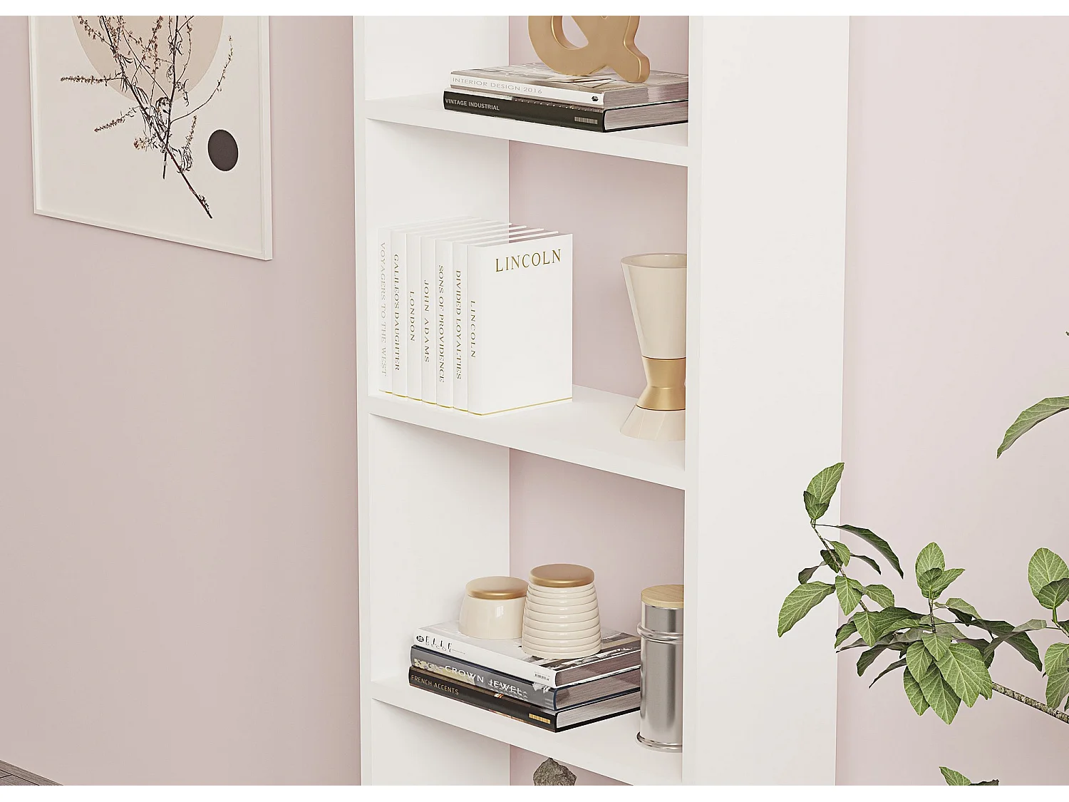 Bibliothèque en bois "New" - 160 x 19 x 50 cm - Blanc