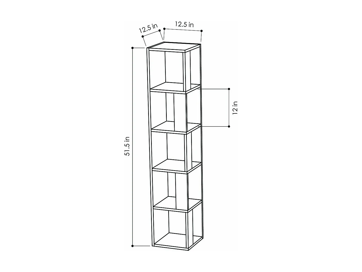 Bibliothèque en bois "Piano" - 34 x 34 x 161 cm - Blanc