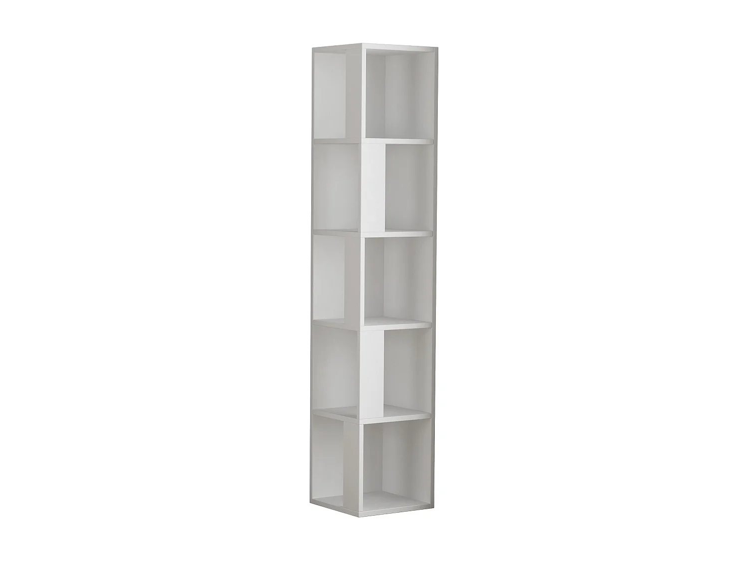 Modern vit träbokhylla "Piano" - 5.0 hyllor - 34 x 34 x 161 cm