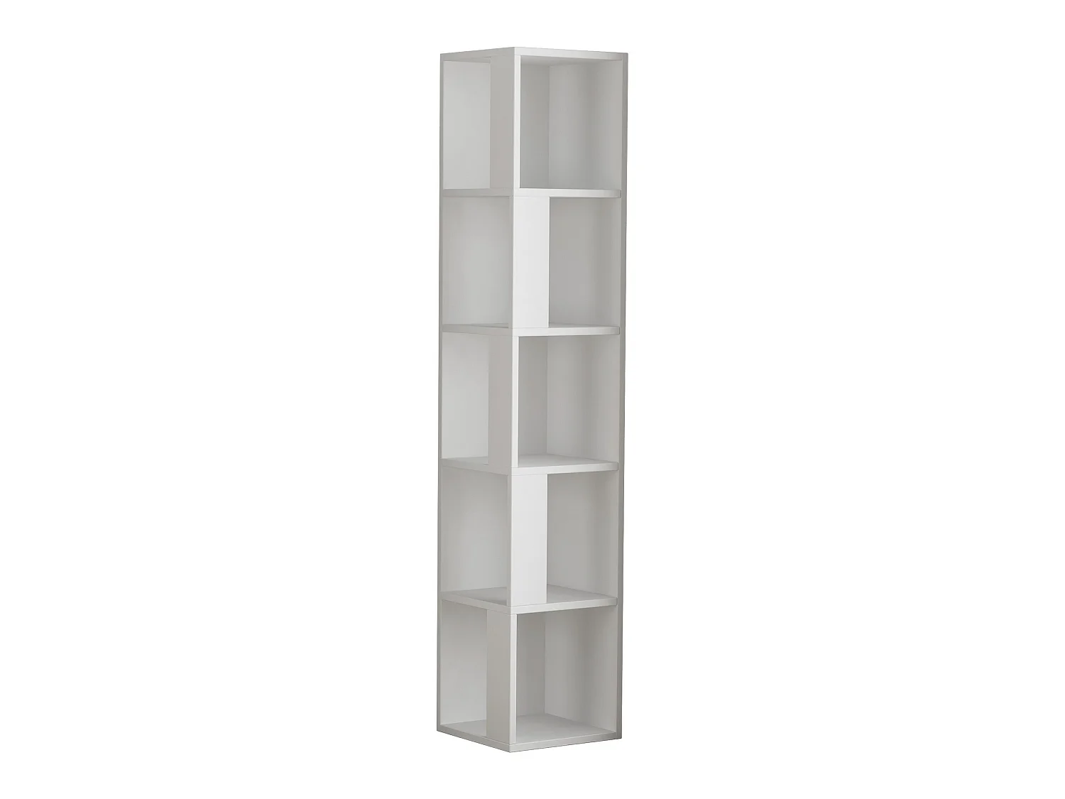 Modern vit träbokhylla "Piano" - 5.0 hyllor - 34 x 34 x 161 cm