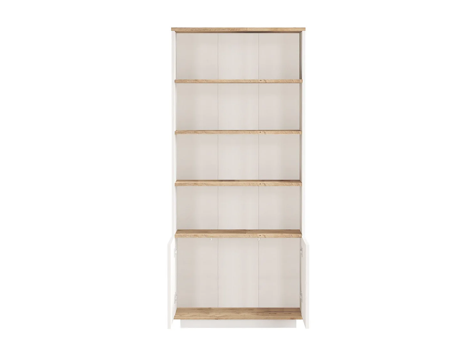 Träbokhylla "FR16" - 75 x 26 x 168 cm - Atlantiskt Tall Vit, 4 Hyllor, 2 Dörrar