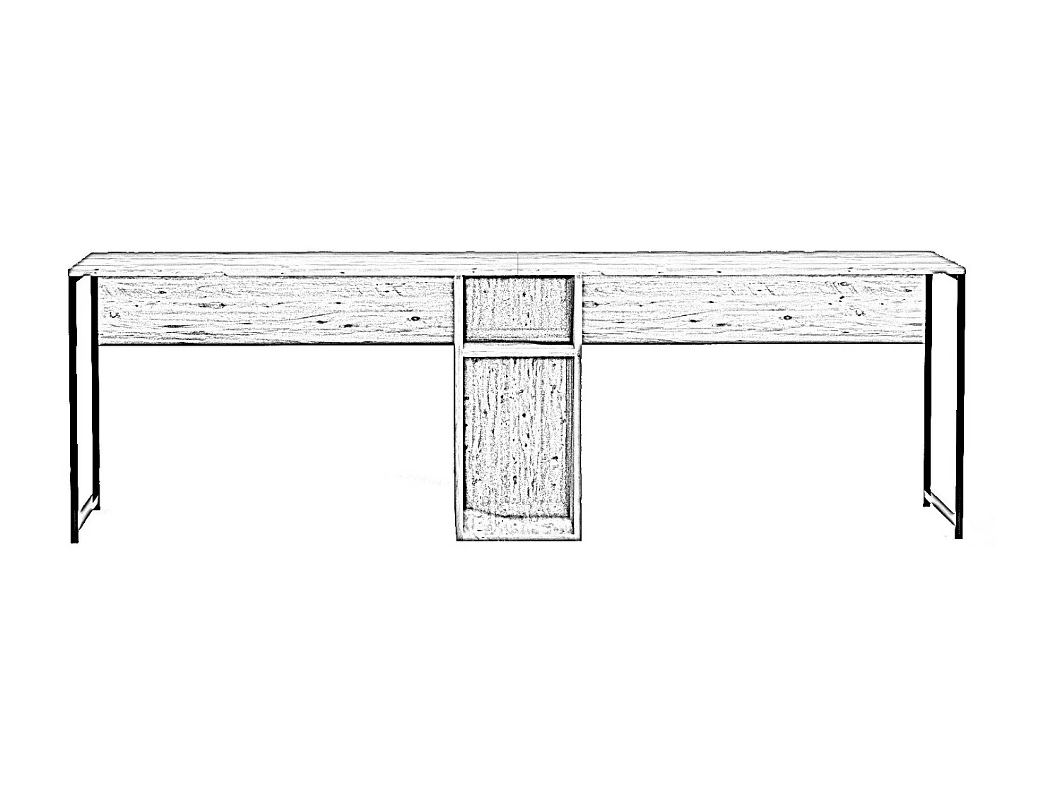 Bureau en bois "Ikili Calisma" - 240 x 60 x 74 cm - Pin atlantique Noir