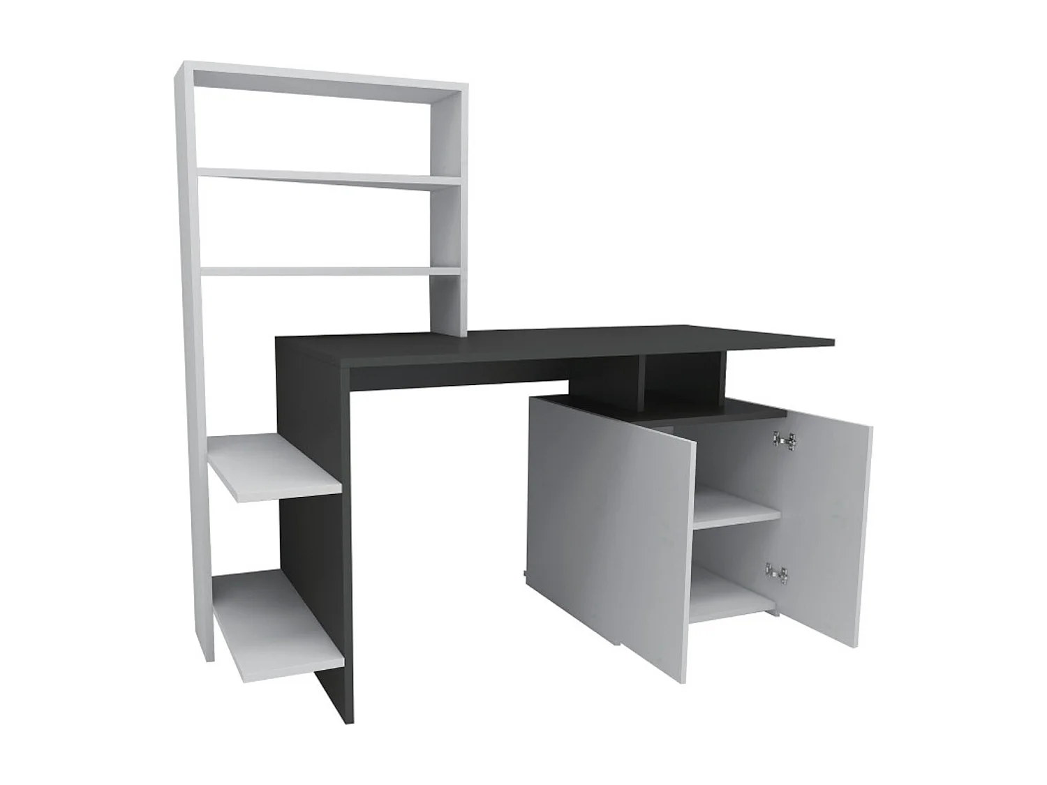 Bureau en bois "Melis " - 146 x 60 x 128 cm - Blanc Anthracite