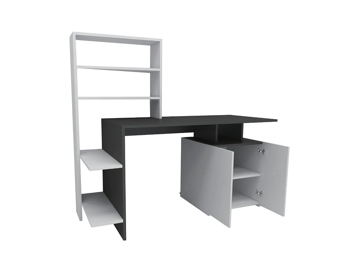 Modern Skrivbord i Vit Antracit Trä "Melis" - 146 x 60 x 128 cm med 4 Hyllor och 1 Dörr