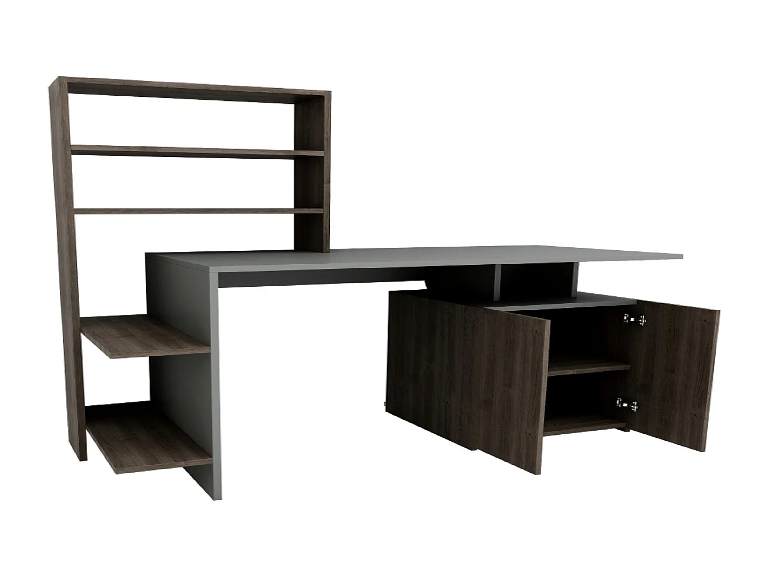 Bureau en bois "Melis " - 146 x 60 x 128 cm - Noyer Anthracite