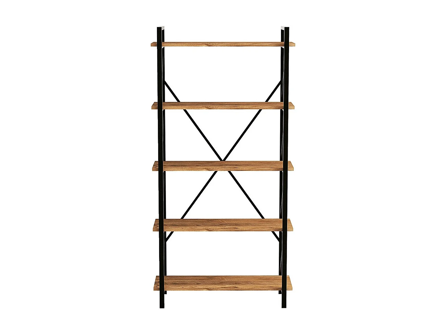 Bibliothèque en bois "Nero" - 90 x 33 x 180 cm - Pin atlantiqueNoir