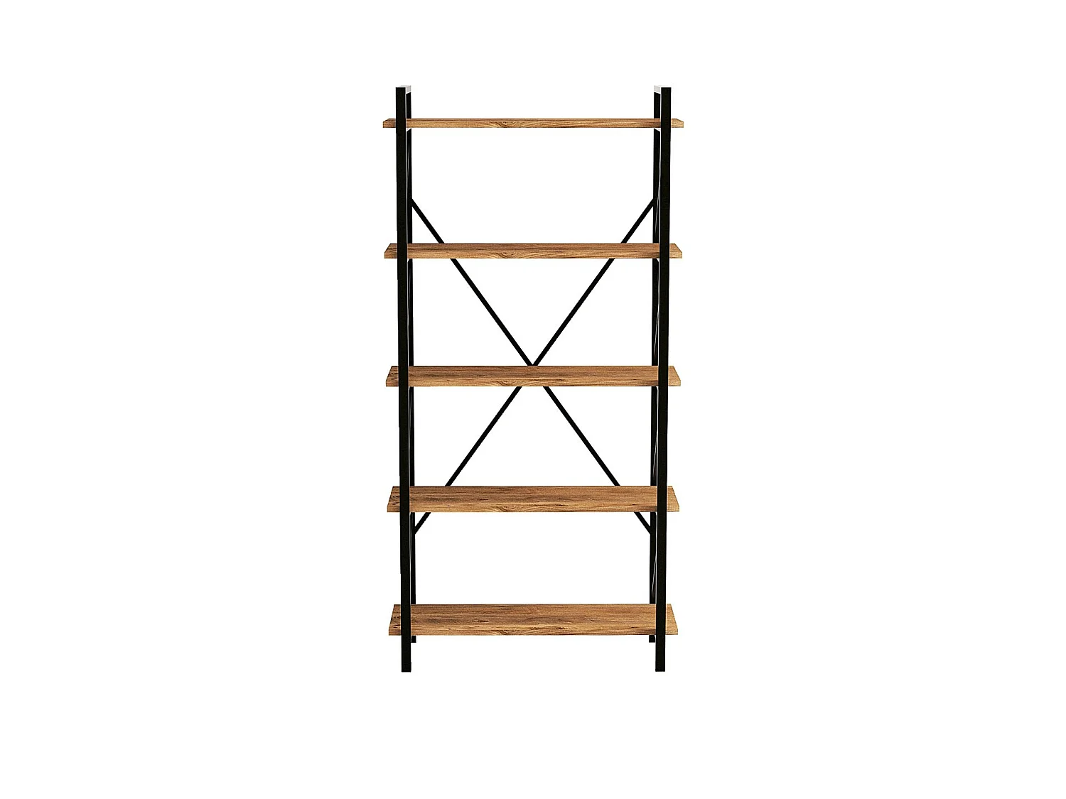Regał drewniany Nero 90x33x180 cm z czarnego drewna sosnowego atlantyckiego, 5 półek, nowoczesny i solidny design