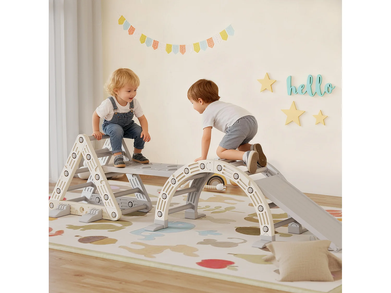 Triangle escalade enfant arc d'escalade rampe double-face pour grimper glisser chaise à bascule HDPE gris