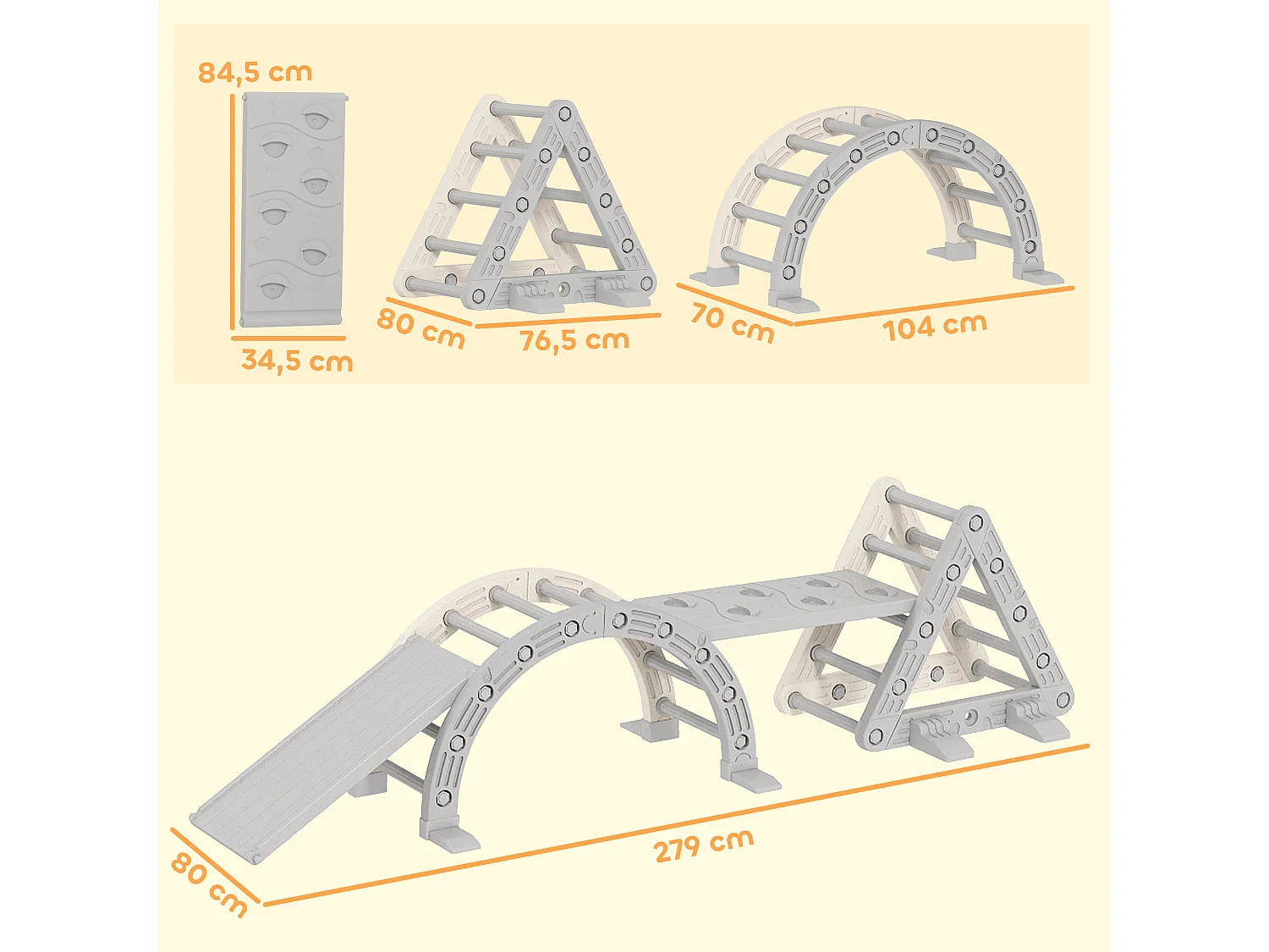 Triangle escalade enfant arc d'escalade rampe double-face pour grimper glisser chaise à bascule HDPE gris
