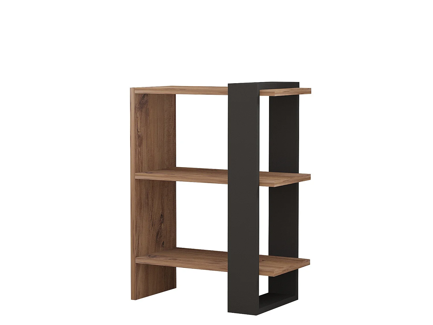 Boekenkast Ova van eikenhout antraciet 51x25x70 cm, 2 planken, Scandinavische stijl