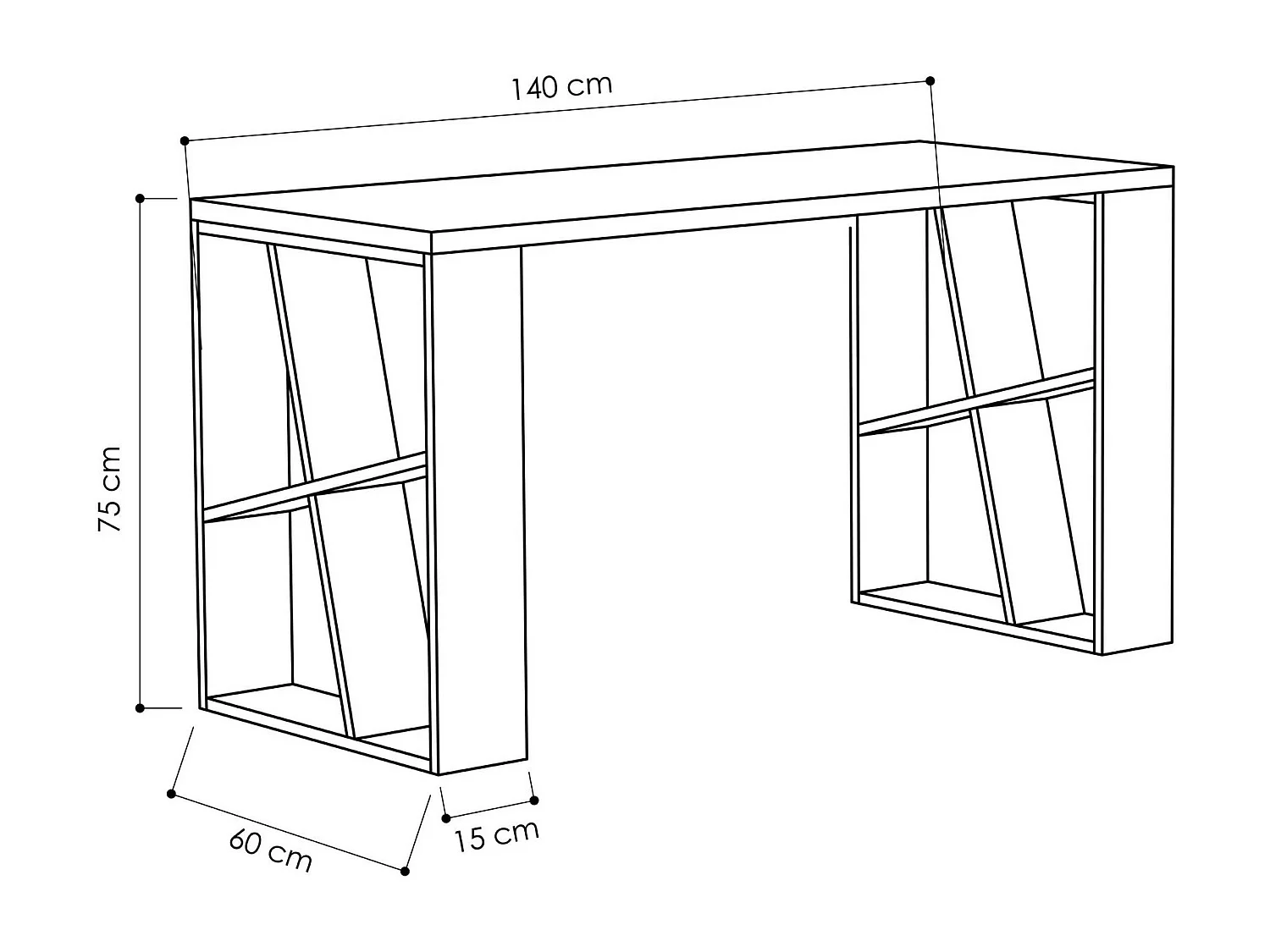 Bureau en bois "Honey" - 140 x 60 x 75 cm - Chêne blanc