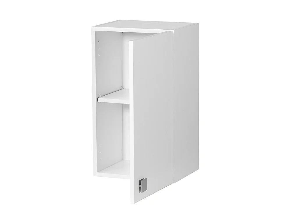 Armoire Murale 1 Porte Blanc Frêne | Meuble Suspendu Gain de Place avec Étagère Réglable | Préassemblé pour Salle de Bain, Cuisine, Buanderie et Entrée