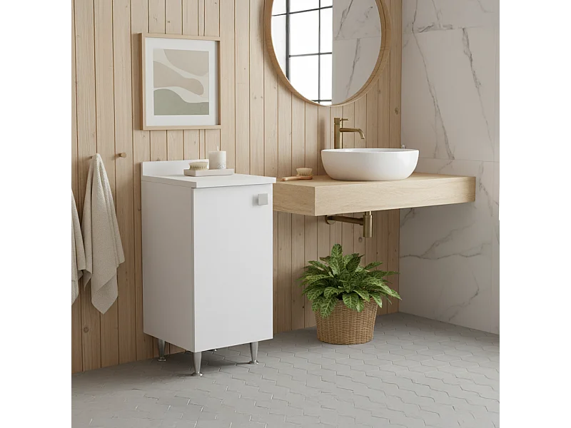 Niska Szafka z 1 Drzwiami Biała | Nowoczesny Mebel z Regulowaną Półką