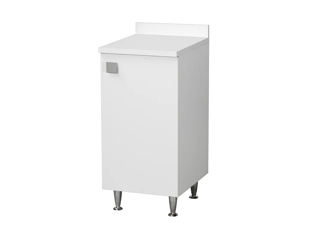 Meuble avec Rebord Blanc | Meuble Multiusage avec Pieds en Métal et Étagère Réglable | Préassemblé pour Salle de Bain, Buanderie, Cuisine et Entrée