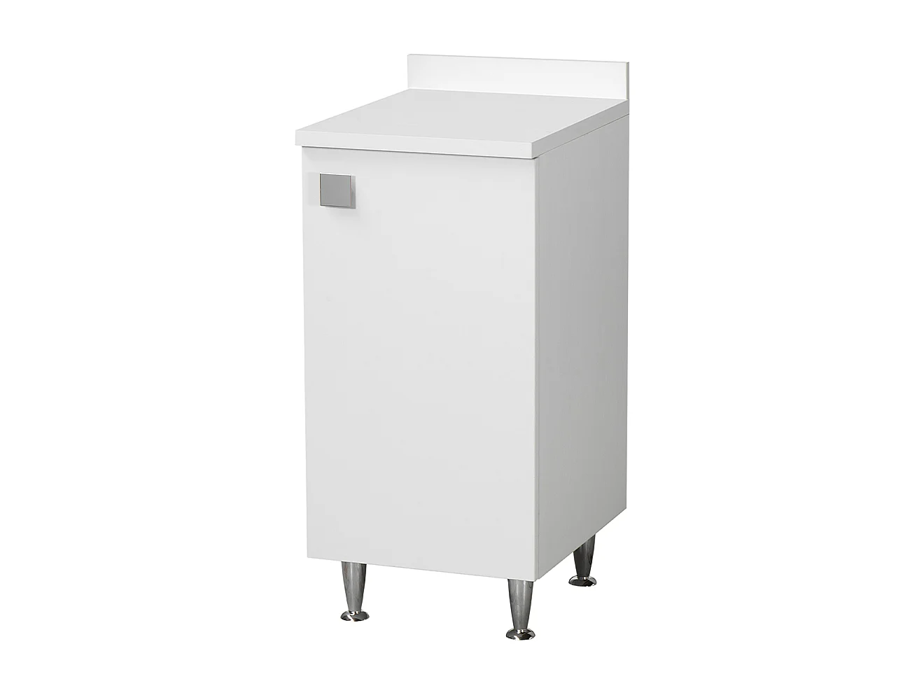 Meuble Bas avec Dosseret Blanc | Armoire Polyvalente avec Pieds en Métal et Étagère Réglable | Déjà Monté