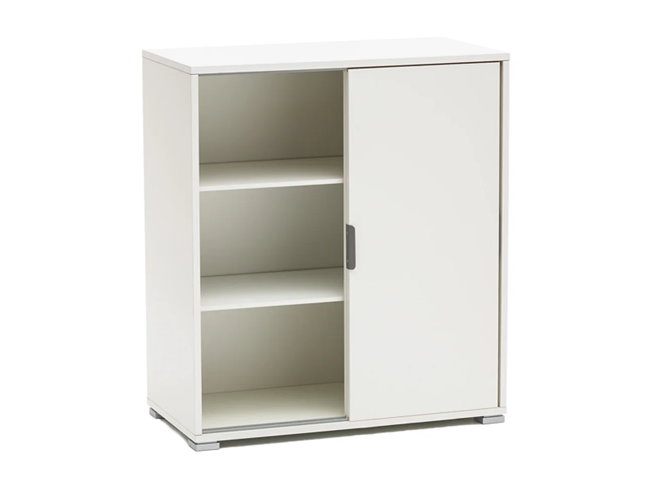 Meuble Bas 2 Portes Coulissantes Blanc 75×85×38 cm|Armoire Moderne Gain de Place avec 2 Étagères Réglables|Déjà Monté
