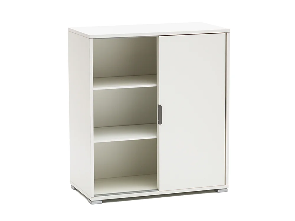 Meuble Bas 2 Portes Coulissantes Blanc | Préassemblé pour Salon, Entrée, Salle de Bain, Buanderie, Bureau et Chambre d’Enfant