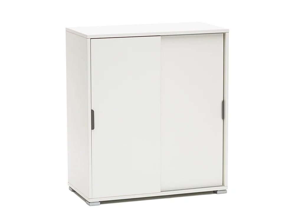 Meuble Bas 2 Portes Coulissantes Blanc | Préassemblé pour Salon, Entrée, Salle de Bain, Buanderie, Bureau et Chambre d’Enfant