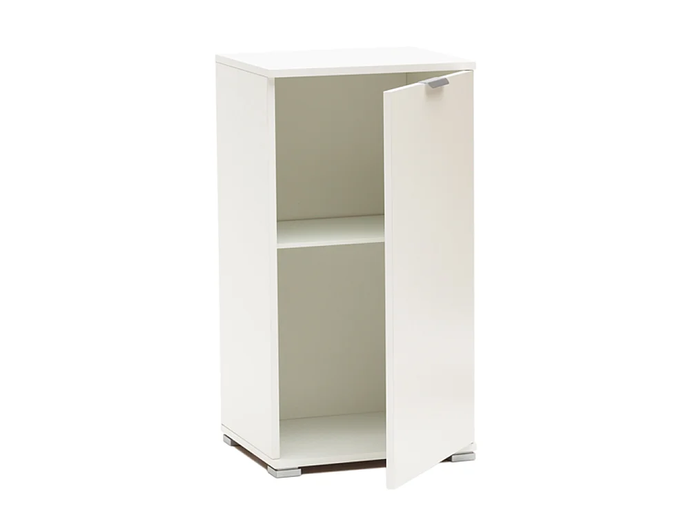 Meuble Bas 1 Porte Blanc | Armoire Gain de Place Moderne avec Étagère Réglable | Préassemblé pour Salle de Bain, Buanderie, Entrée, Bureau et Balcon