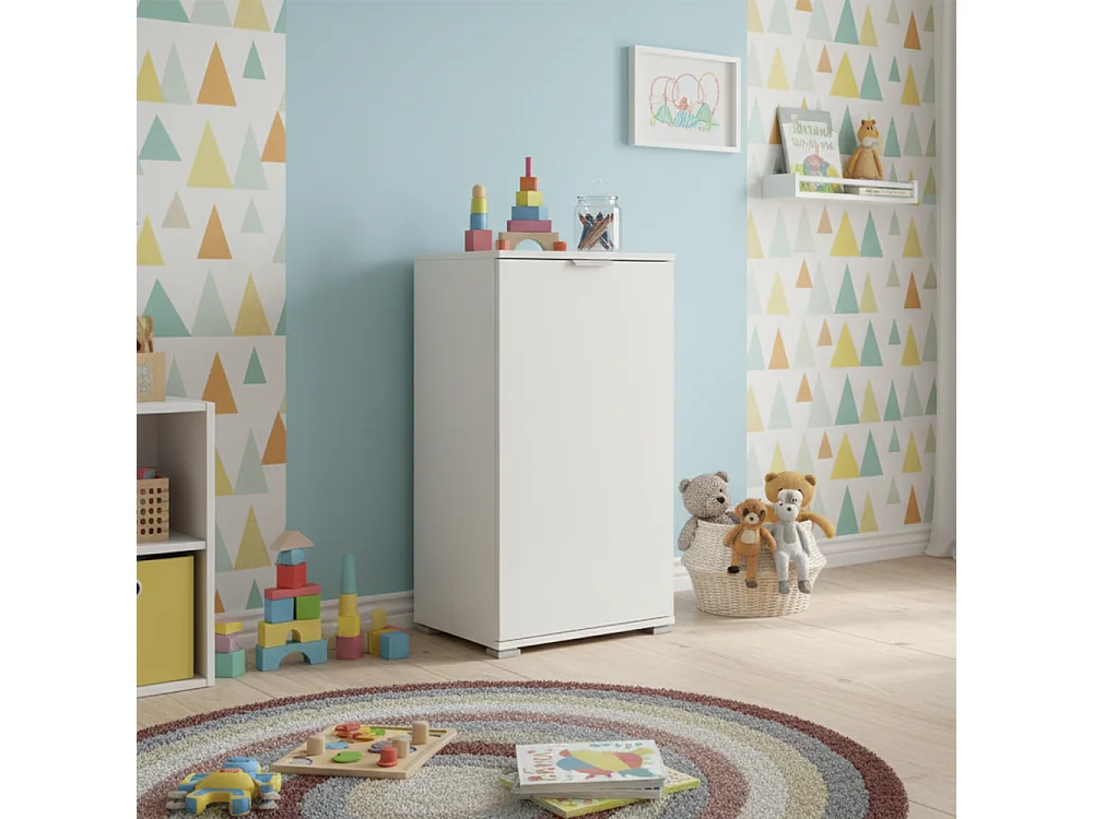 Meuble Bas 1 Porte Blanc | Armoire Gain de Place Moderne avec Étagère Réglable | Préassemblé pour Salle de Bain, Buanderie, Entrée, Bureau et Balcon