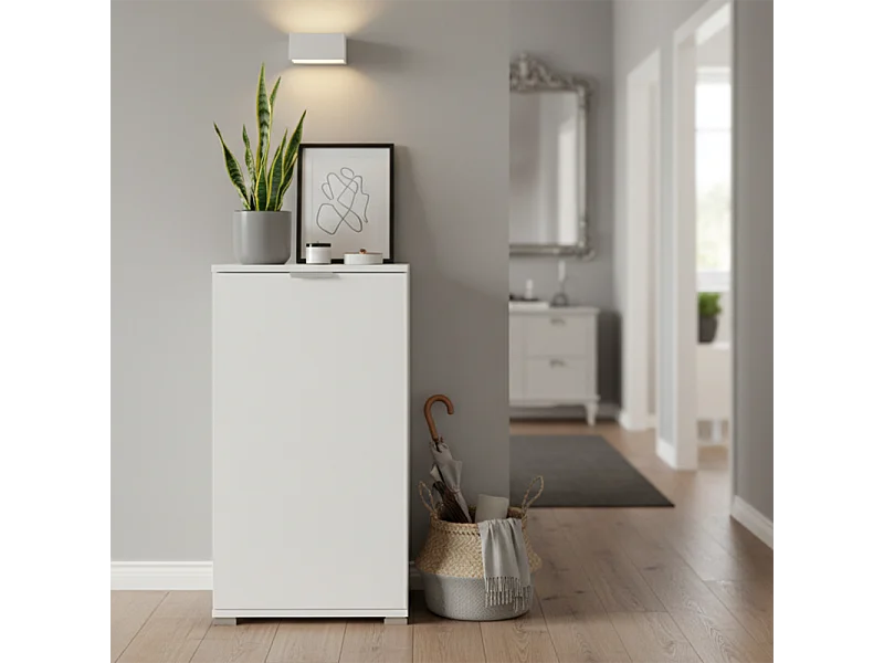 The White Stone Armário Baixo 1 Porta Branco 45×85×38 | Salva-Espaço | Prateleira Ajustável | Já Montado