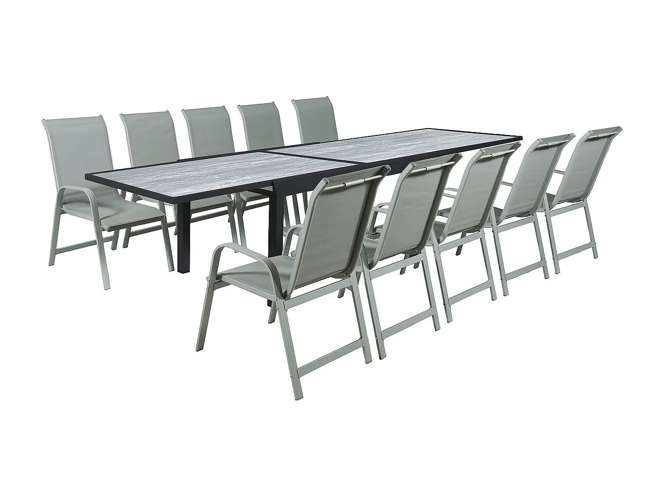 Salon de jardin "Lagos" - 200/320 x 105 x 76 cm -Taupe- 10 places