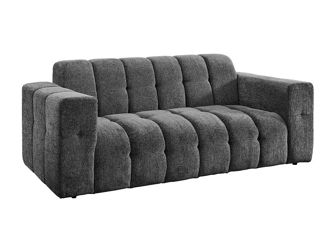 Canapé 2 places fixe en tissu polyester chenillé gris - MENTON