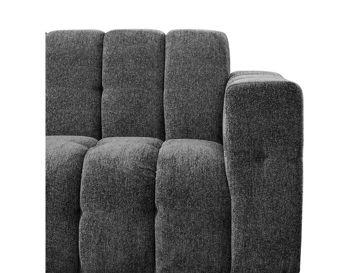 Canapé 2 places fixe en tissu polyester chenillé gris - MENTON