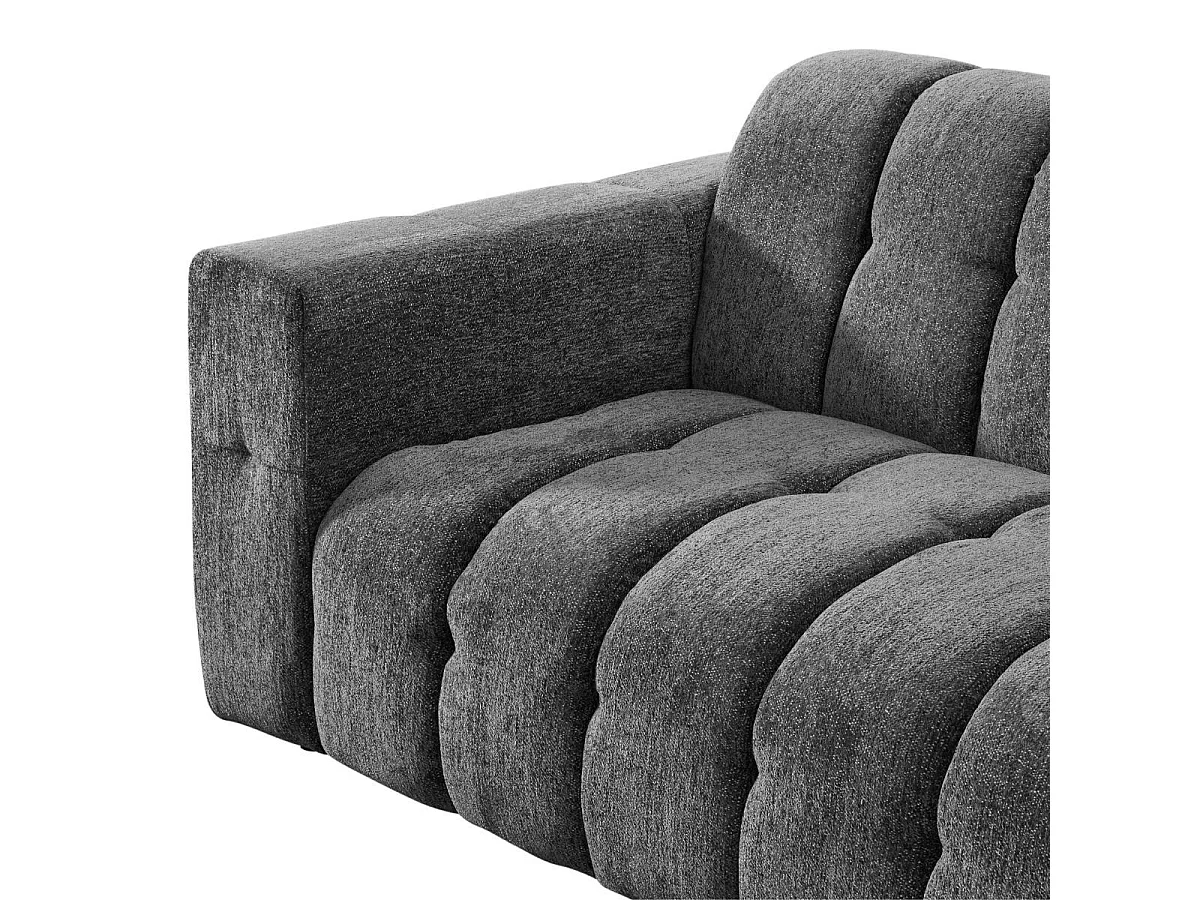 Canapé 2 places fixe en tissu polyester chenillé gris - MENTON